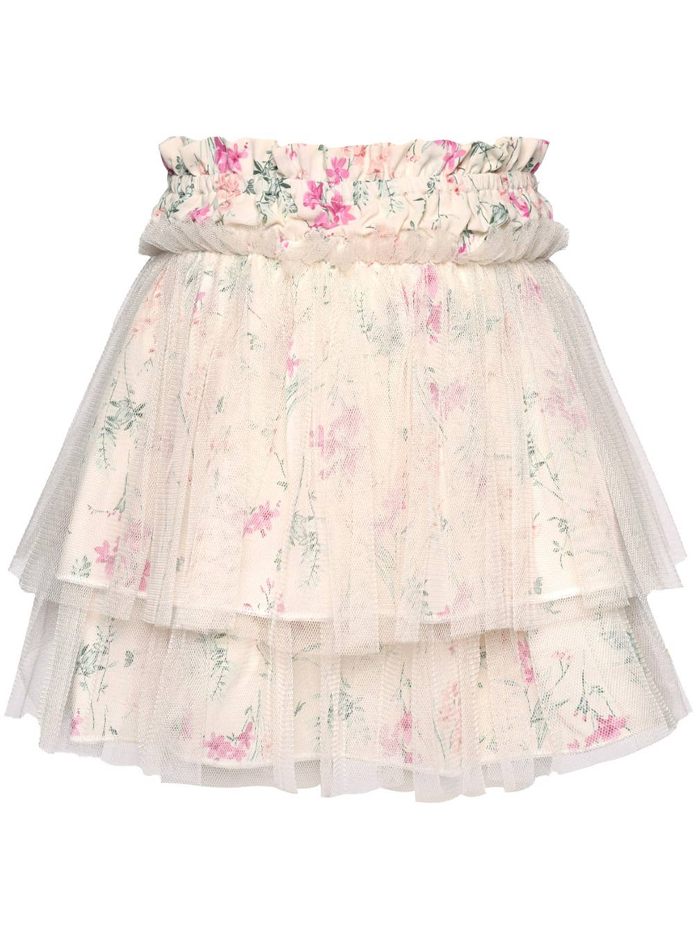 Little Girl’s Cottagecore Floral Mesh Skirt