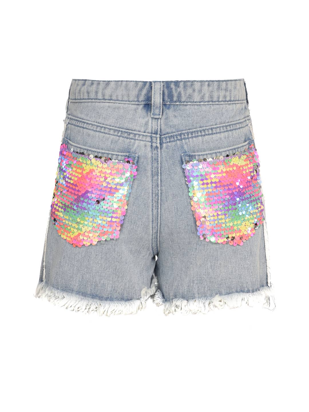 Little l Big l Tween Girls Distressed Rainbow Sequin Jean Shorts