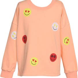 Little Girl’s I Tween Peach Emoji Print Pullover