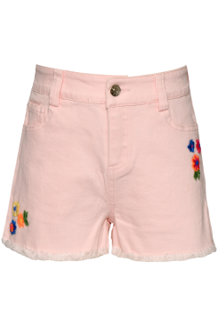 Little I Tween Girl’s Daisy Flower Embroidered Distressed Shorts