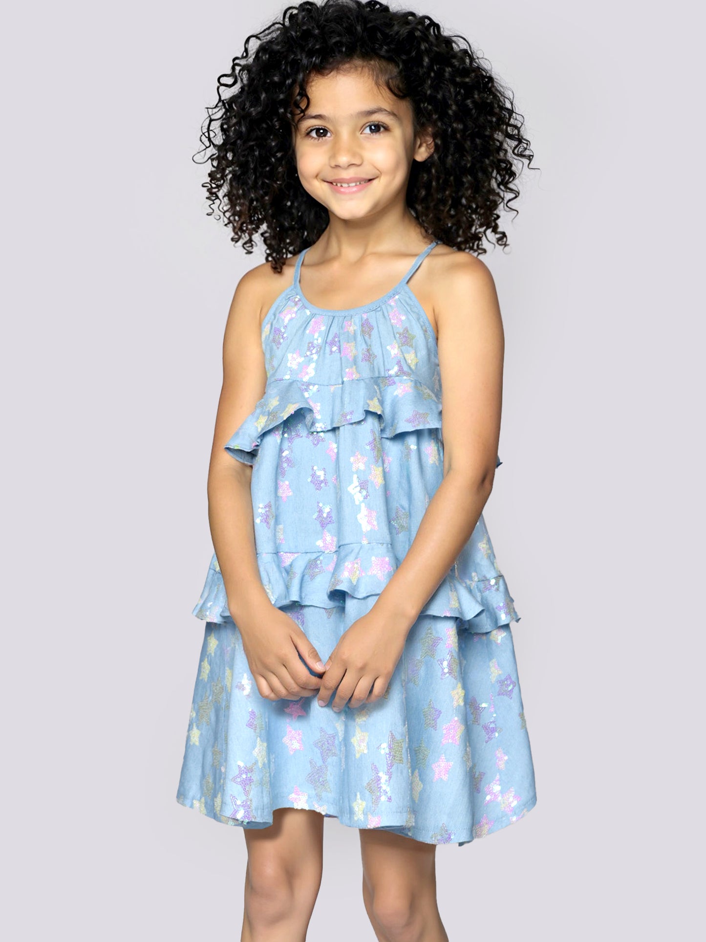 STAR SEQUIN RUFFLE DRESS