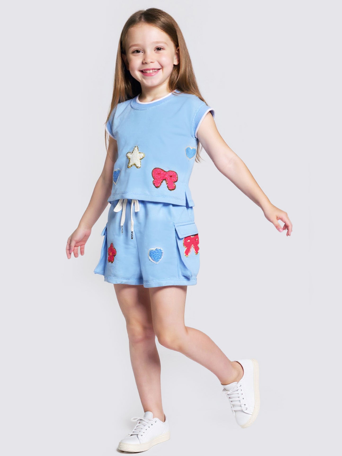 CAP SLEEVE TOP W/ PATCH DETAIL