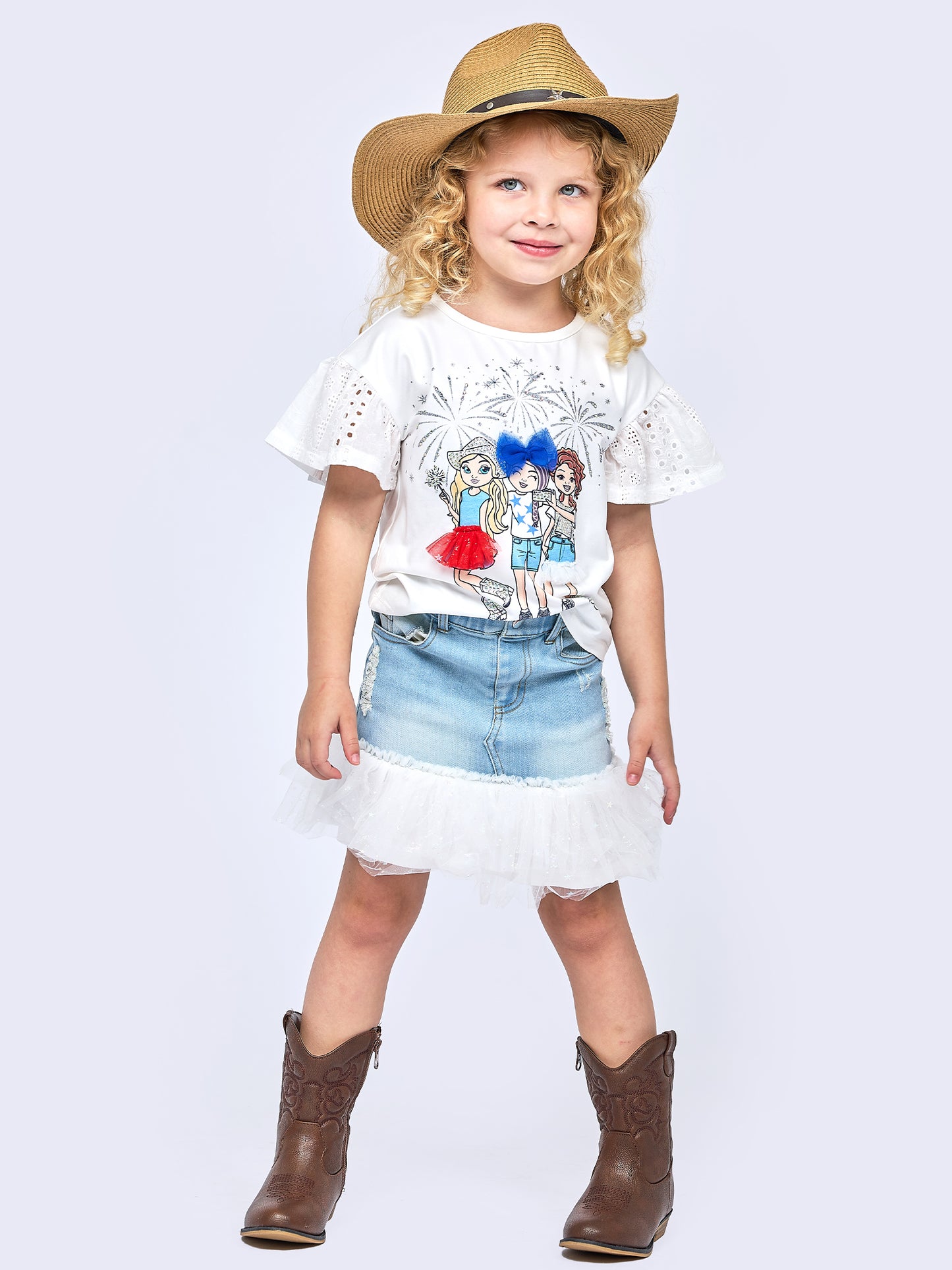 DENIM SKIRT W/ TUTU HEM