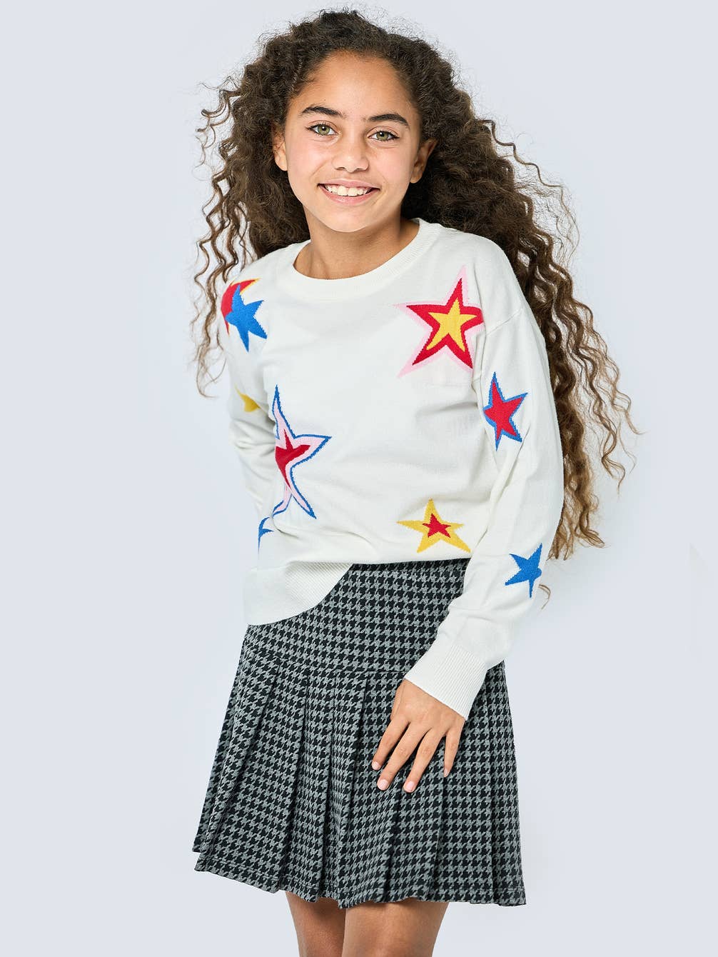 Little l Big l Tween Girl’s Houndstooth Pleated Skirt