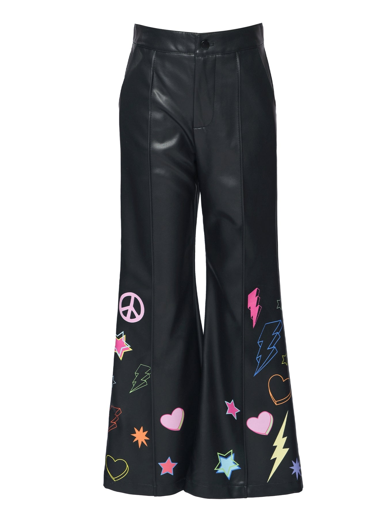 Little l Tween Girl’s Vegan Leather Wide Leg Pin-tuck Pants