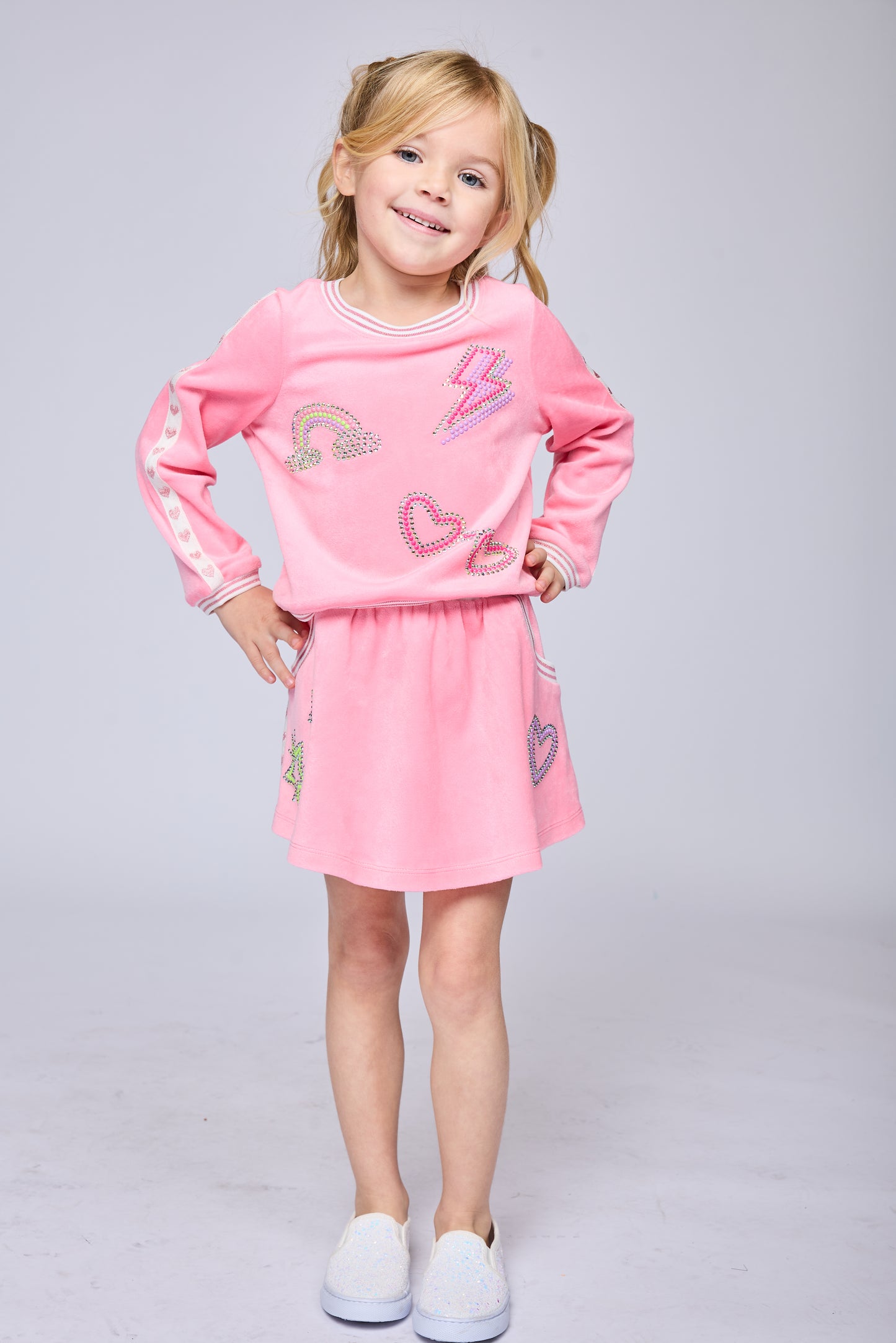 VELOUR SKIRT W/ RHINESTONE DETAIL
