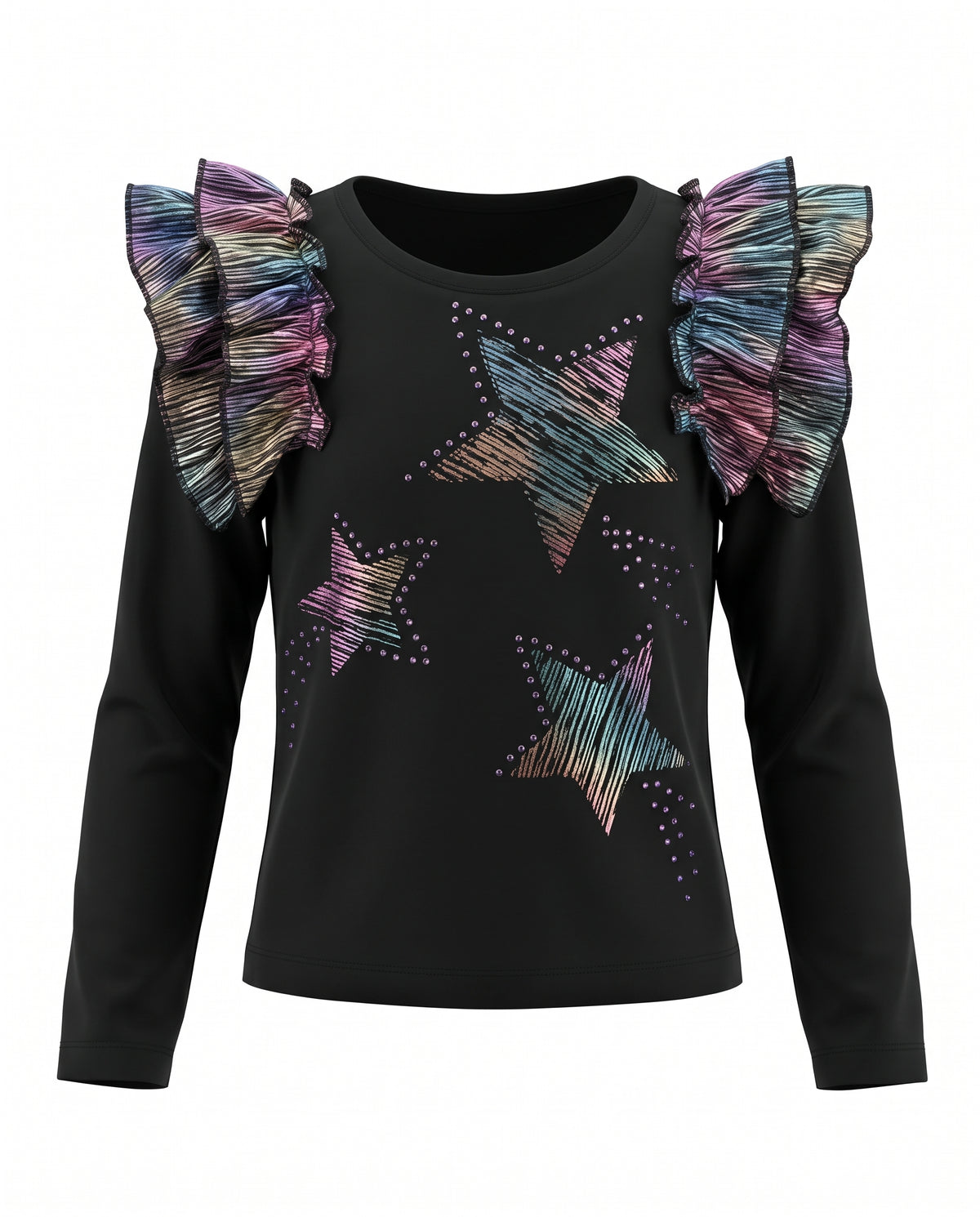 RUFFLE TOP W/ STAR DETAIL