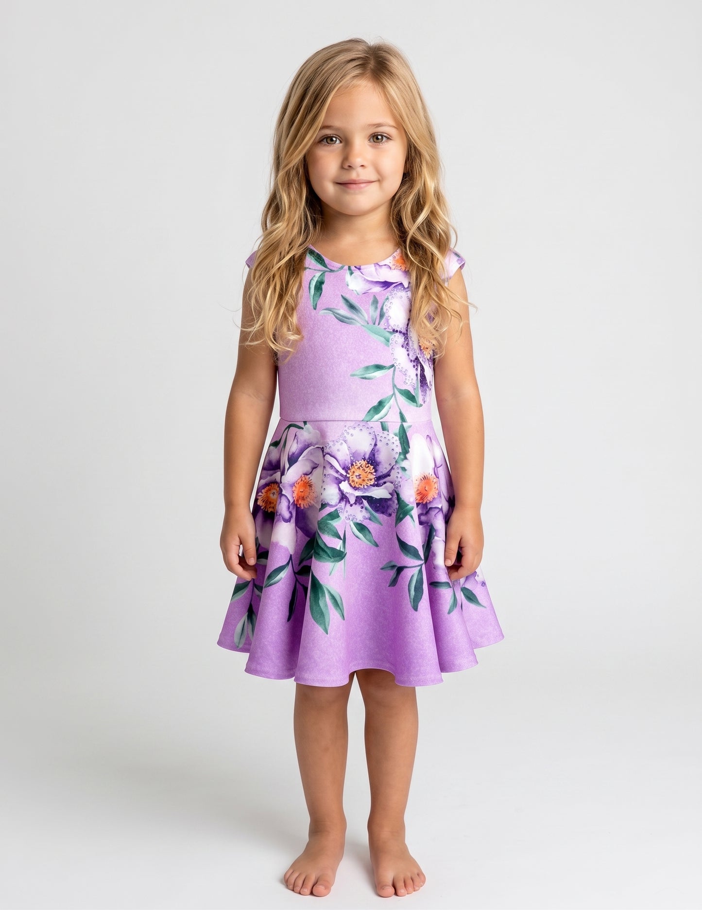 FLORAL PRINTED FIT AND FLARE DRESS