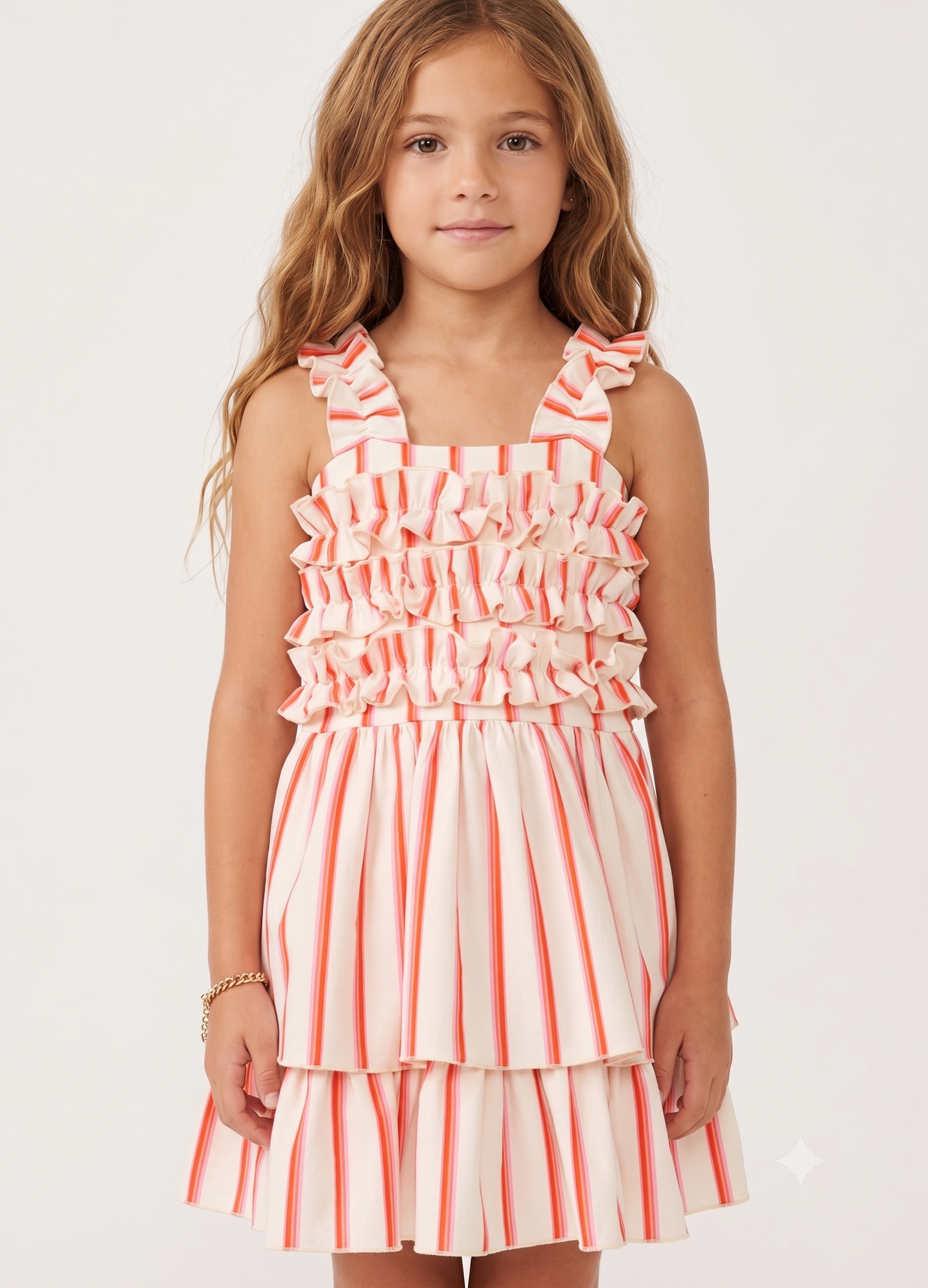 RUFFLED STRIPE DRESS