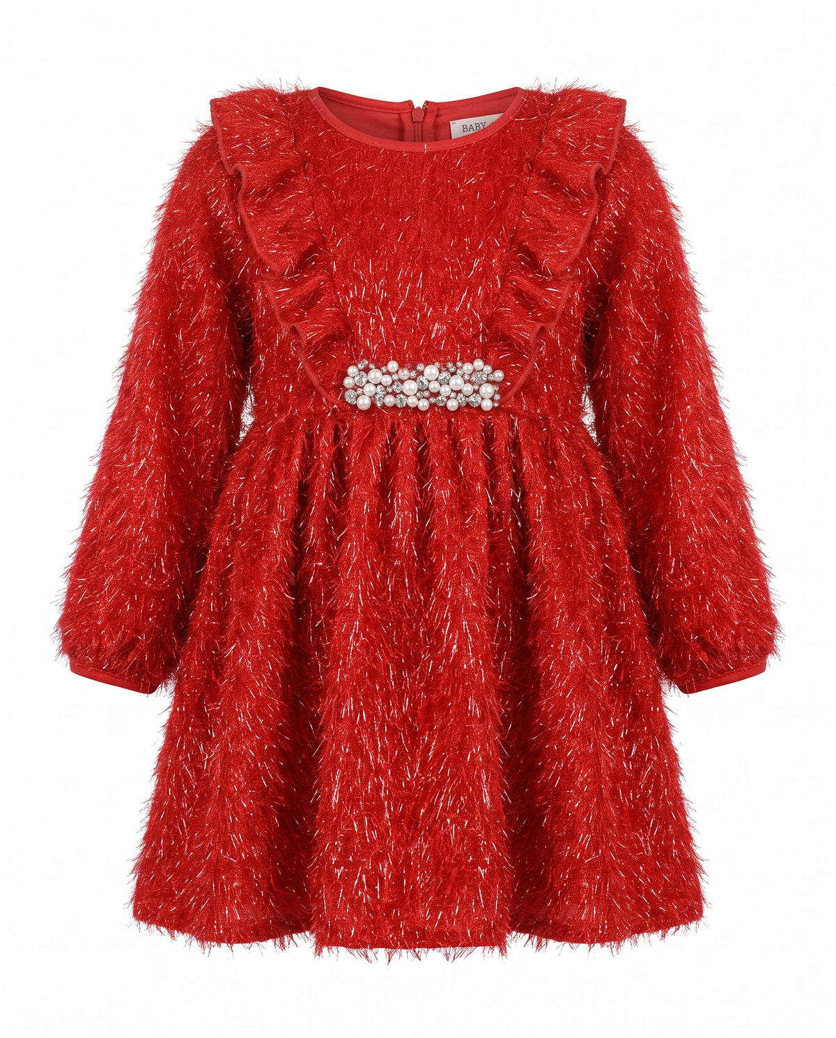TINSEL BABY DOLL DRESS WITH PEARLS