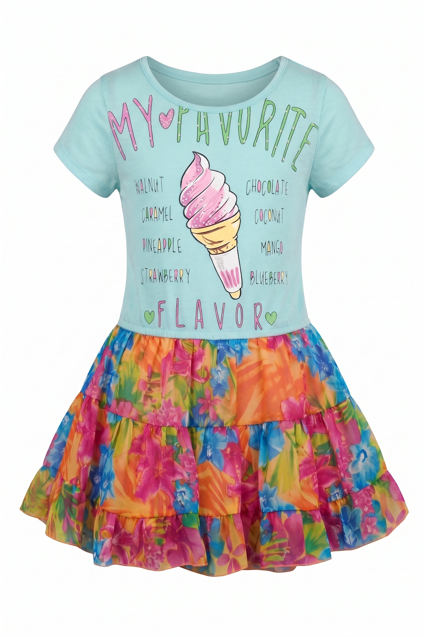 ice cream print dress W/ TIEREDPRINT SKIRT – HANNAH BANANA Stylish yet comfortable swatch:faded-plum Duration:3 days Rochy Floral Off-the-shoulder Draped Wrap