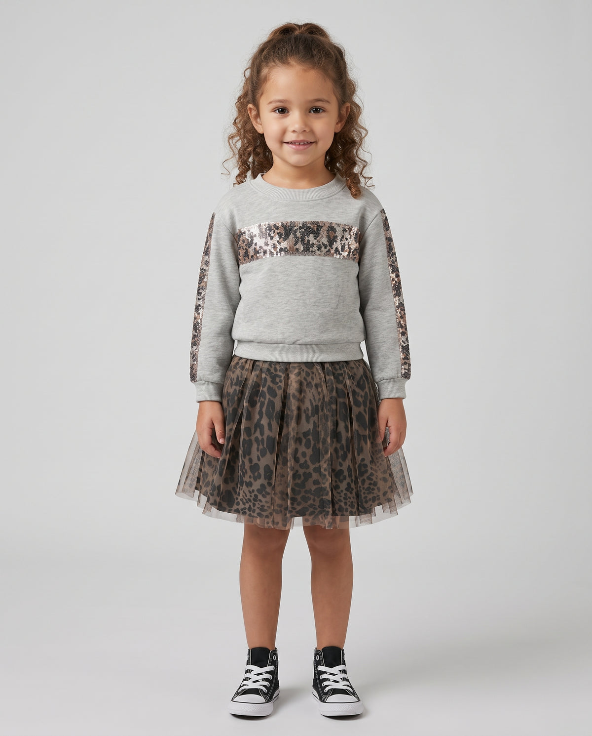 TWOFER DRESS WITH ANIMAL DETAIL AND MESH SKIRT