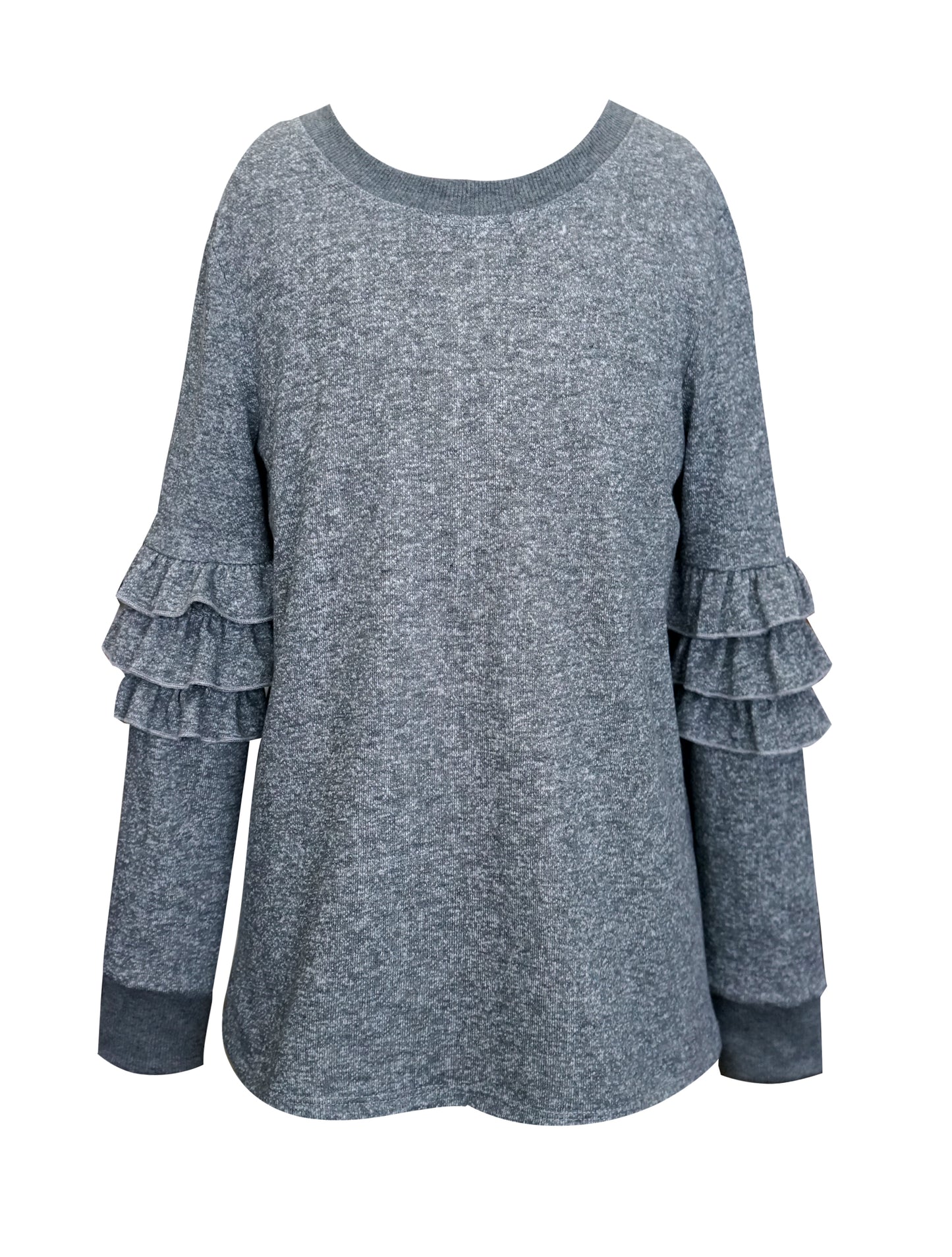 RUFFLE SLEEVE SWEATSHIRT