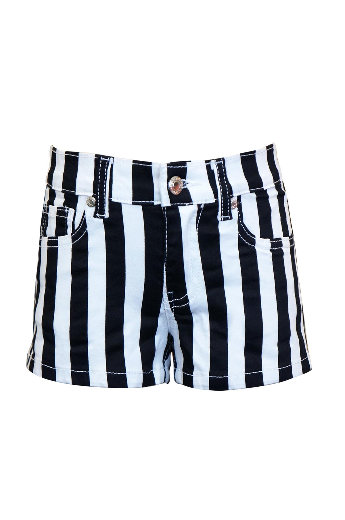 JEAN SHORT WITH BLK/WHITE STRIPES