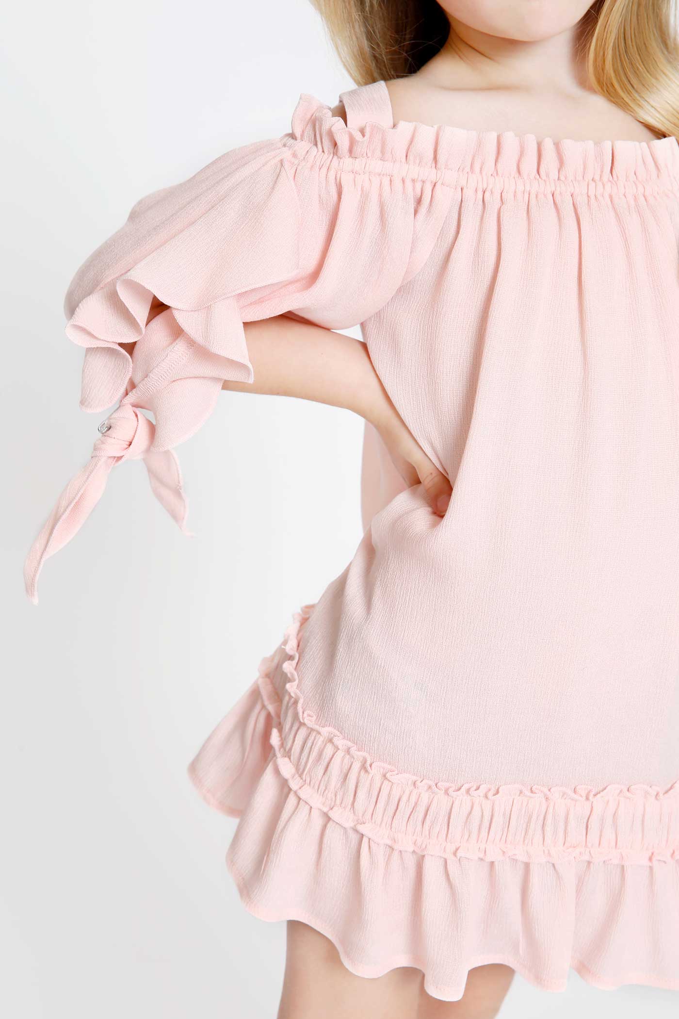 Hannah Banana Girls Cold Shoulder Ruffled Shift Dress