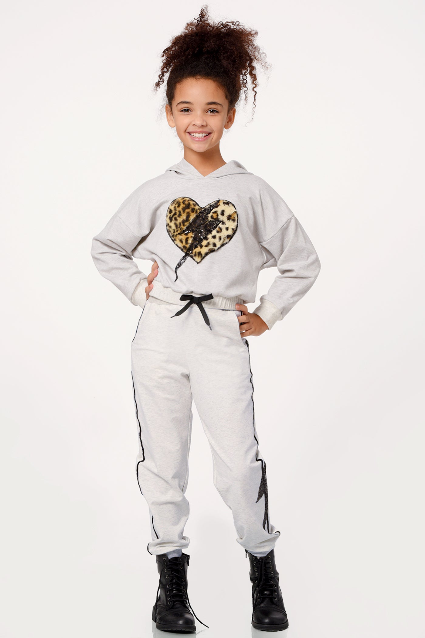 Hannah Banana Little Girl's Sequin Thunder Side Stripe Joggers