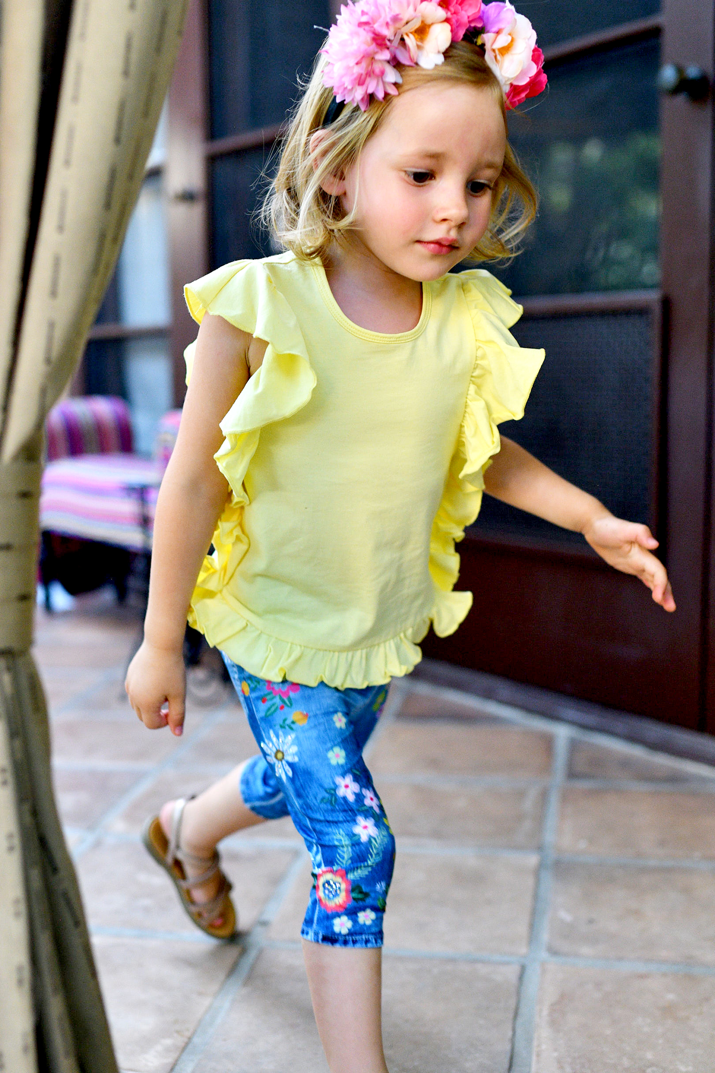 Little Girls Ruffle Detailed Tunic Top