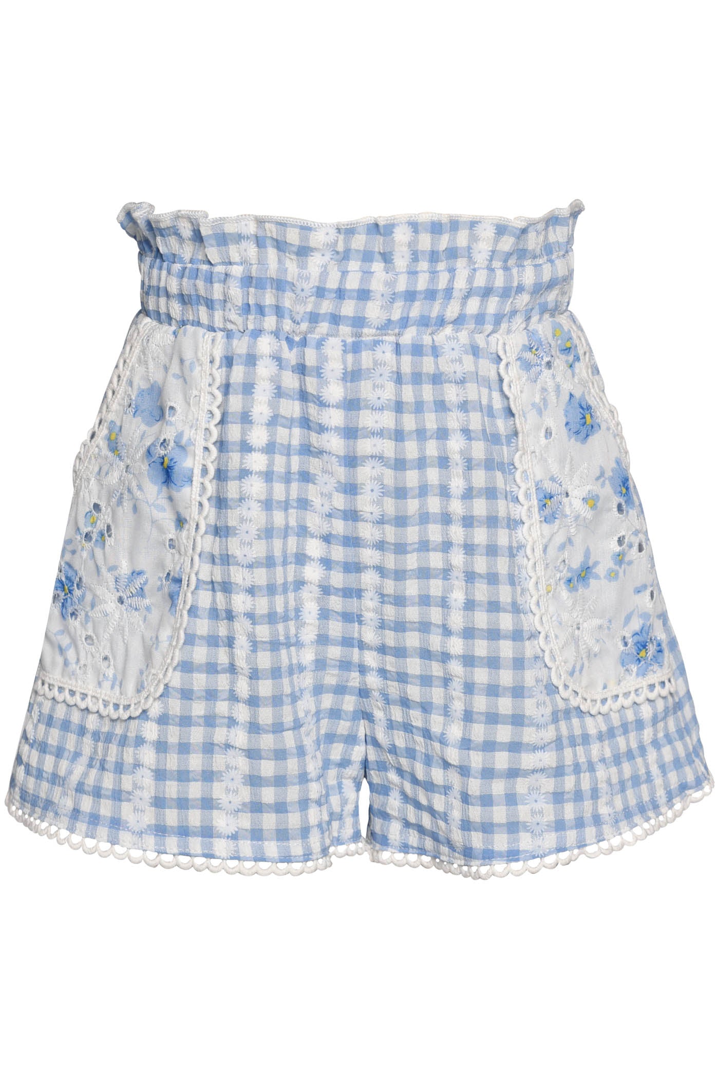 Little Girl’s Cottage Core Gingham Floral Print Shorts