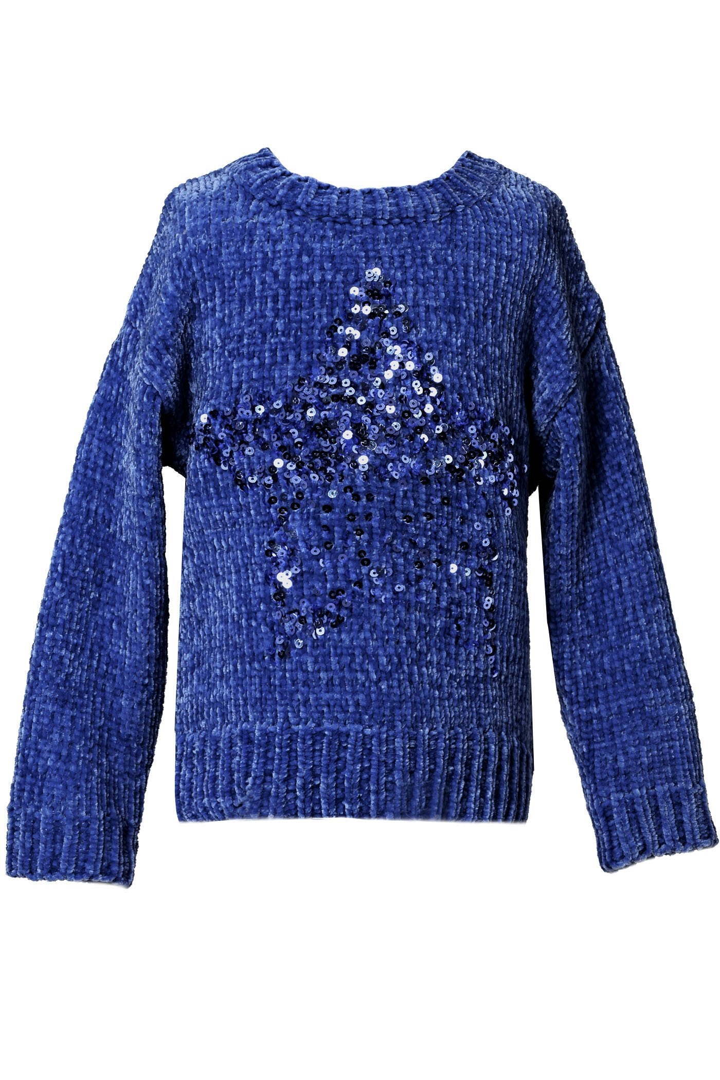 Baby Sara Baby Girl's Crushed Velvet Sequin Star Sweater