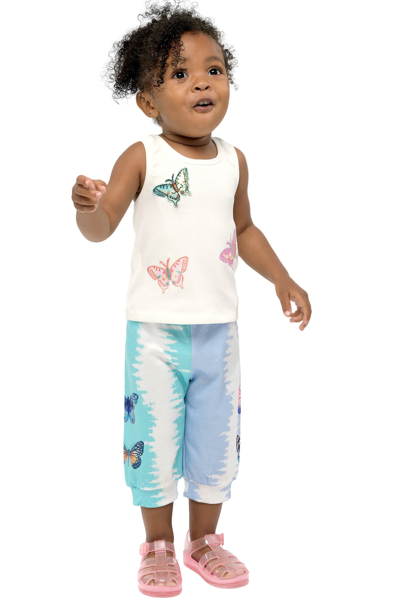 Little Girl’s Ribbed Knit Butterfly Tank Top