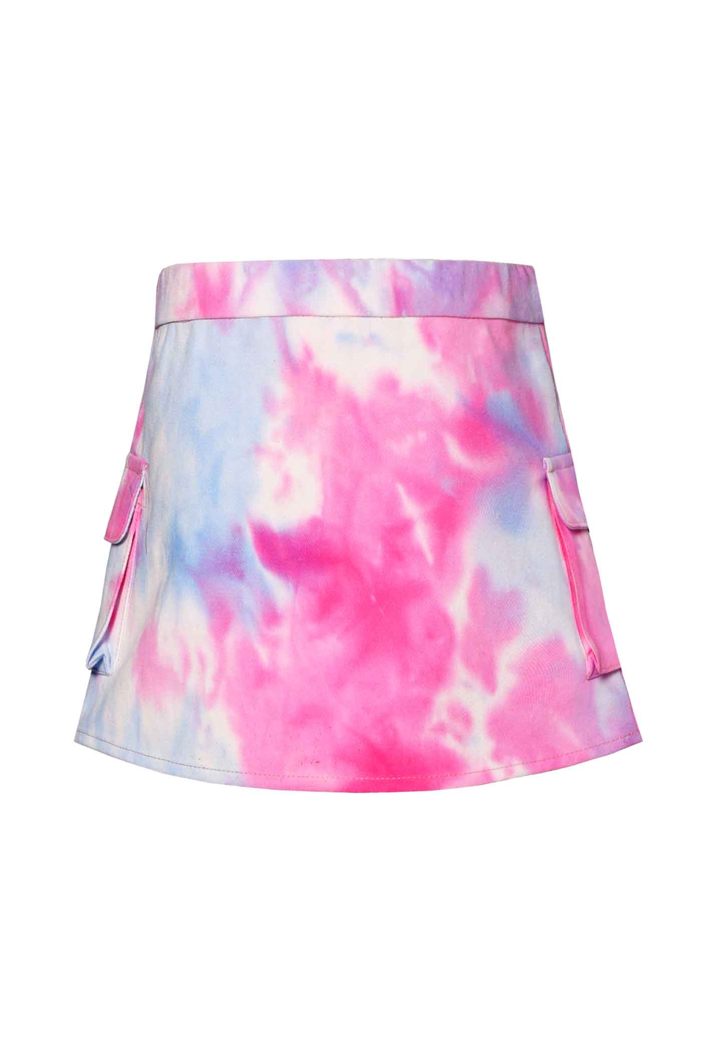 Baby Sara Little Girls Tie Dye Cargo Pocket Mini Denim Skirt