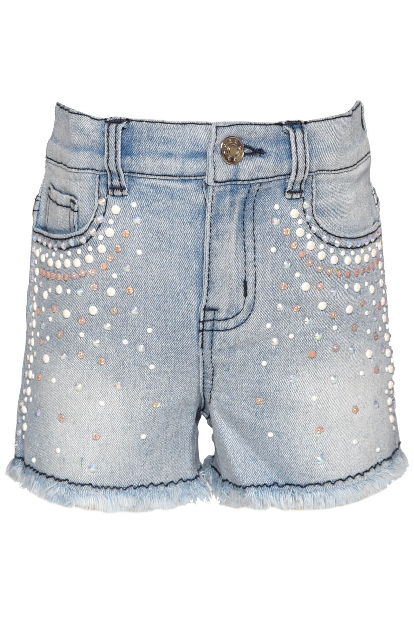 Little l Big Girl's Pearl Rhinestone Distressed Denim Shorts