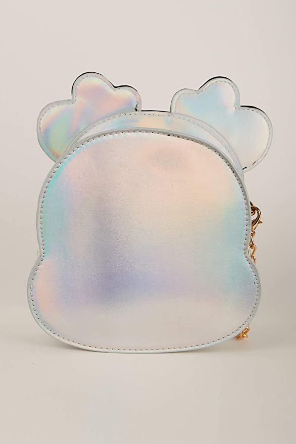 Hannah Banana designer girls' bags created with your little girl in mind Christmas Reign Dear Holographic Glitter Crossover Bag All backpacks, cross body bags, hand bags, and purses are designed to be on trend so she can be her best and most confident at any event. All bags are made with full attention to detail by using custom designed graphics, bold colors, and intricately placed embellishments. Emphasis on design and quality so she feels confidant while looking amazing.