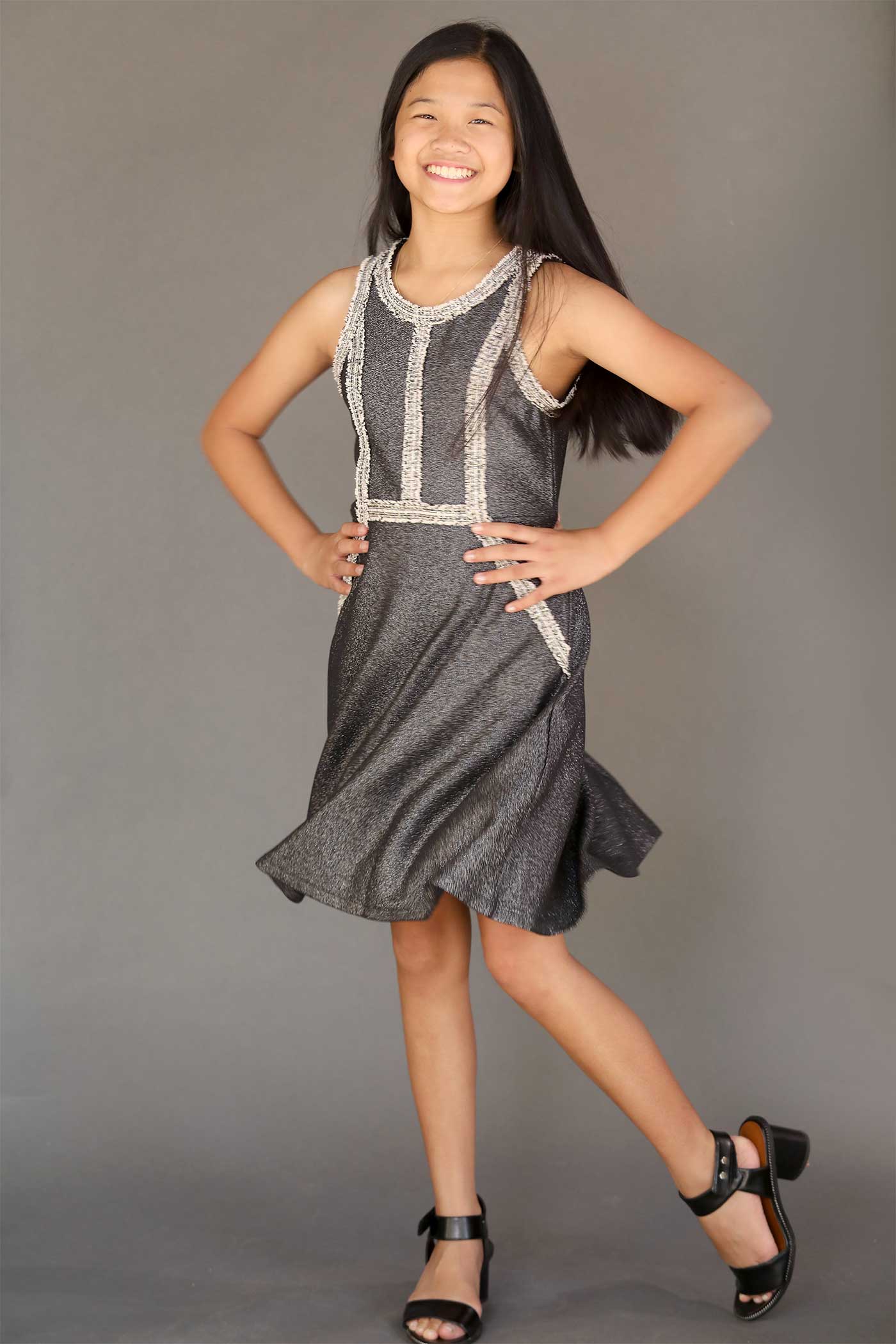 Hannah Banana Girls Sleeveless Fit and Flare Metallic Party Dress