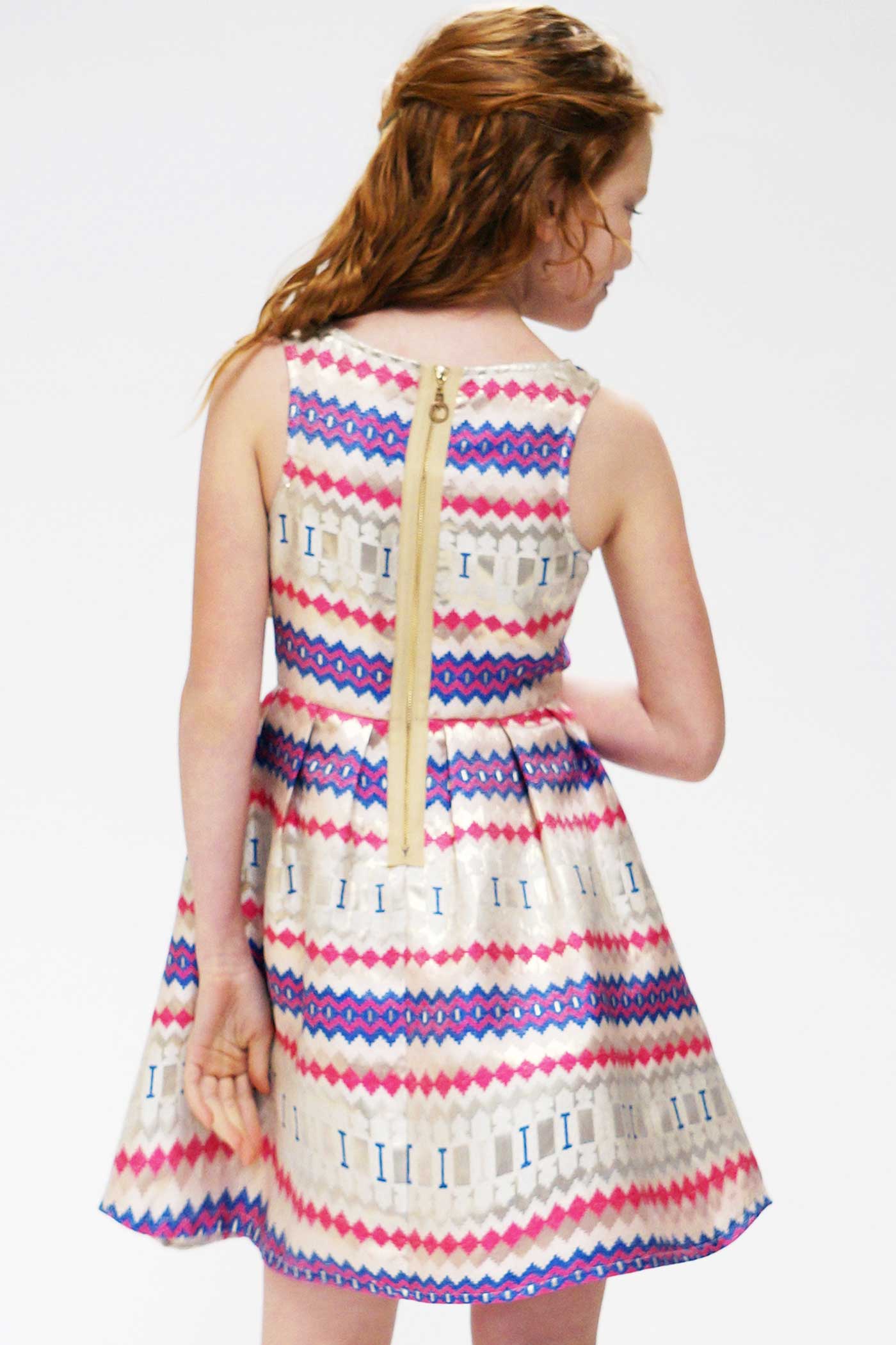 Hannah Banana Girls Sleeveless Fit and Flare Geometric Print Party Dress