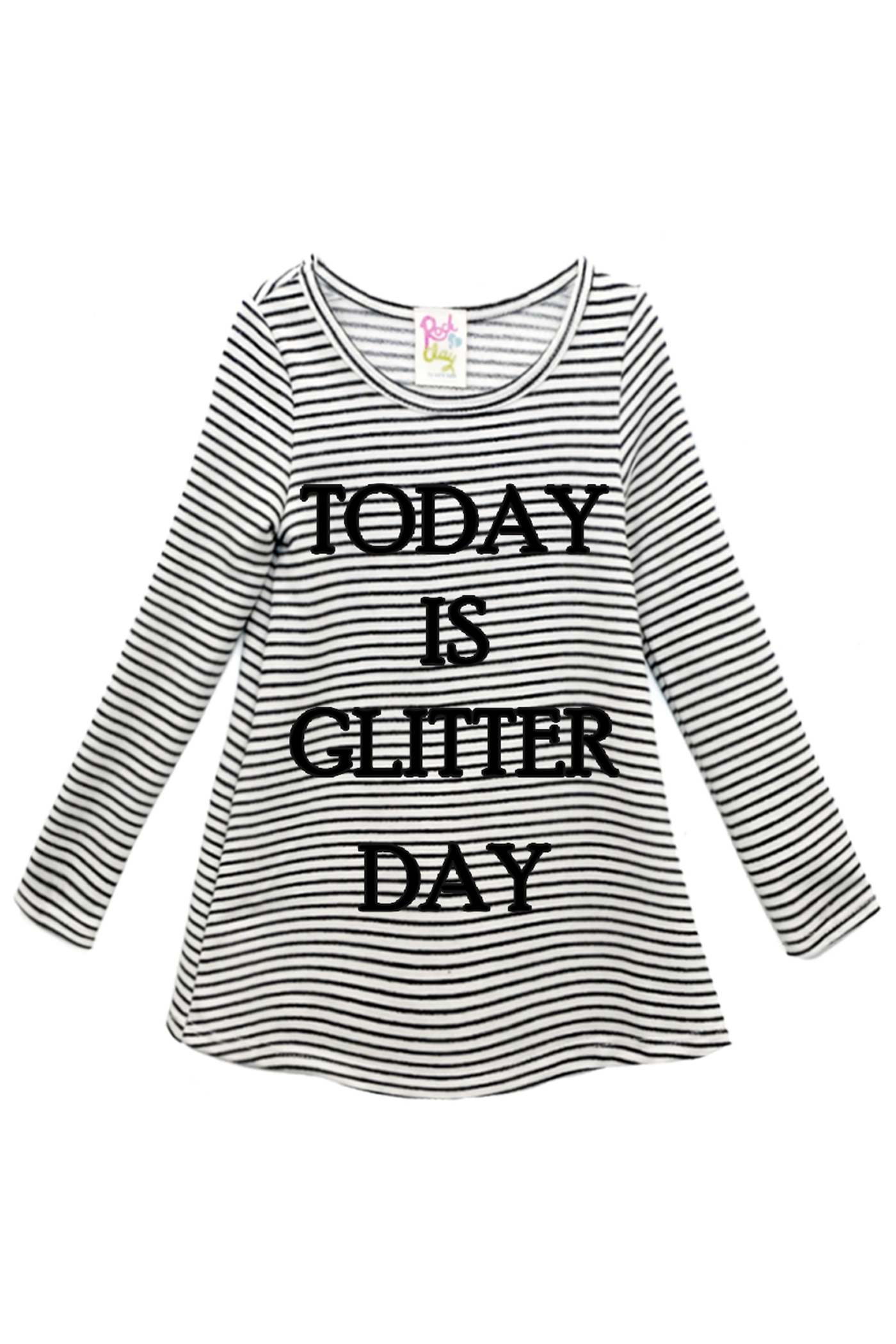 Today is Glitter Day Little Girls Striped Long Sleeve Tunic Top