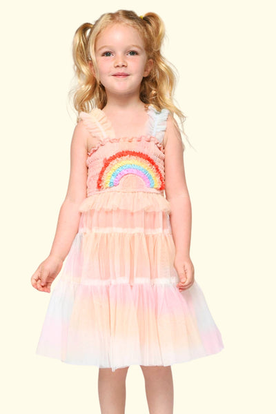 Toddler l Little Girl’s Pastel Rainbow Smocked Ruffled Tiered Dress