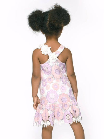 Toddler l Little Girl’s Pastel Floral Crochet A-Line Dress