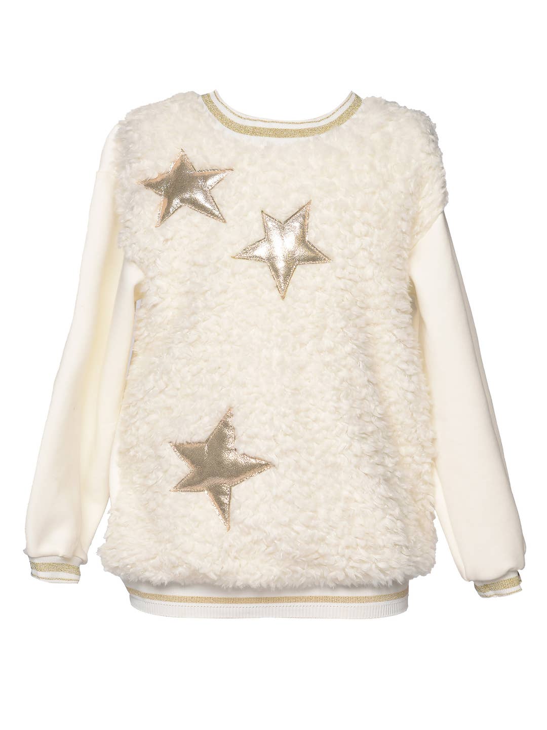 Little l Big l Tween Girl’s Metallic Star Faux Shearling Pullover
