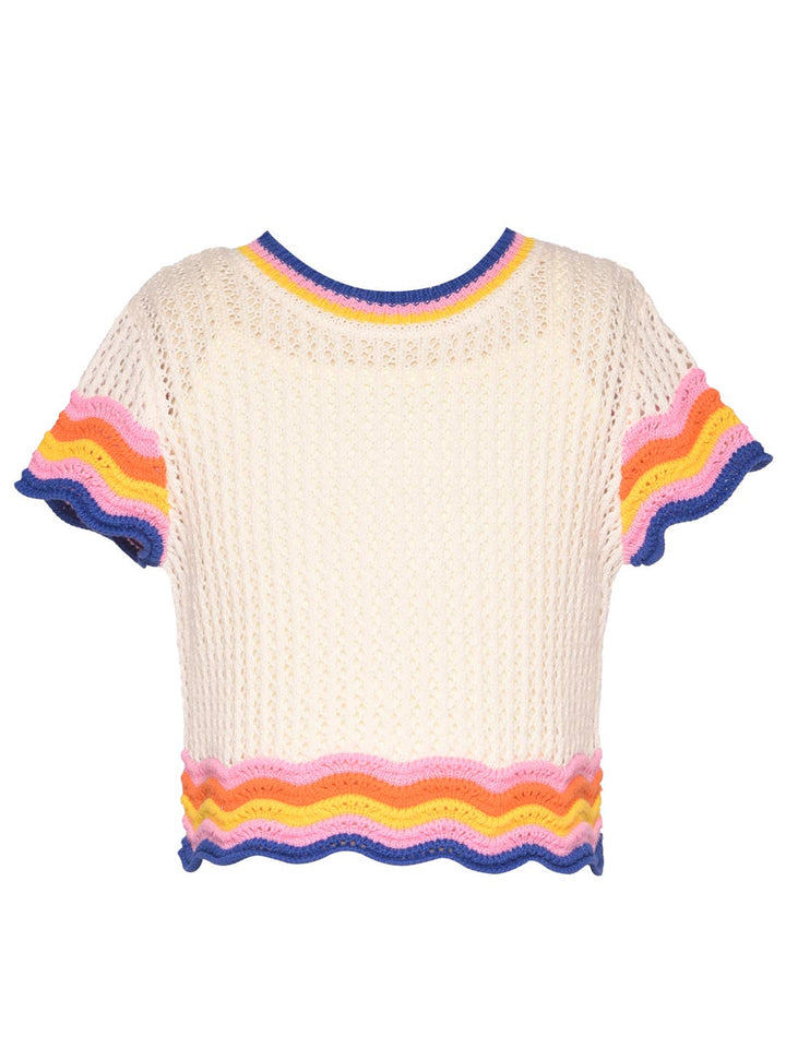 Little l Big l Tween Wave Colorblock Scallop Crochet Top