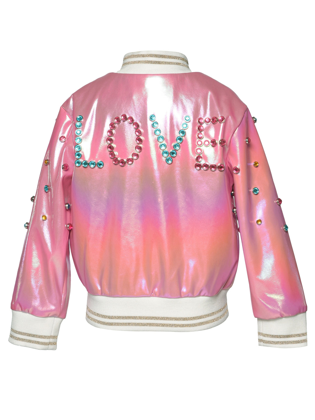 Toddler l Little l Big Girl’s Iridescent Rhinestone Bomber Jacket