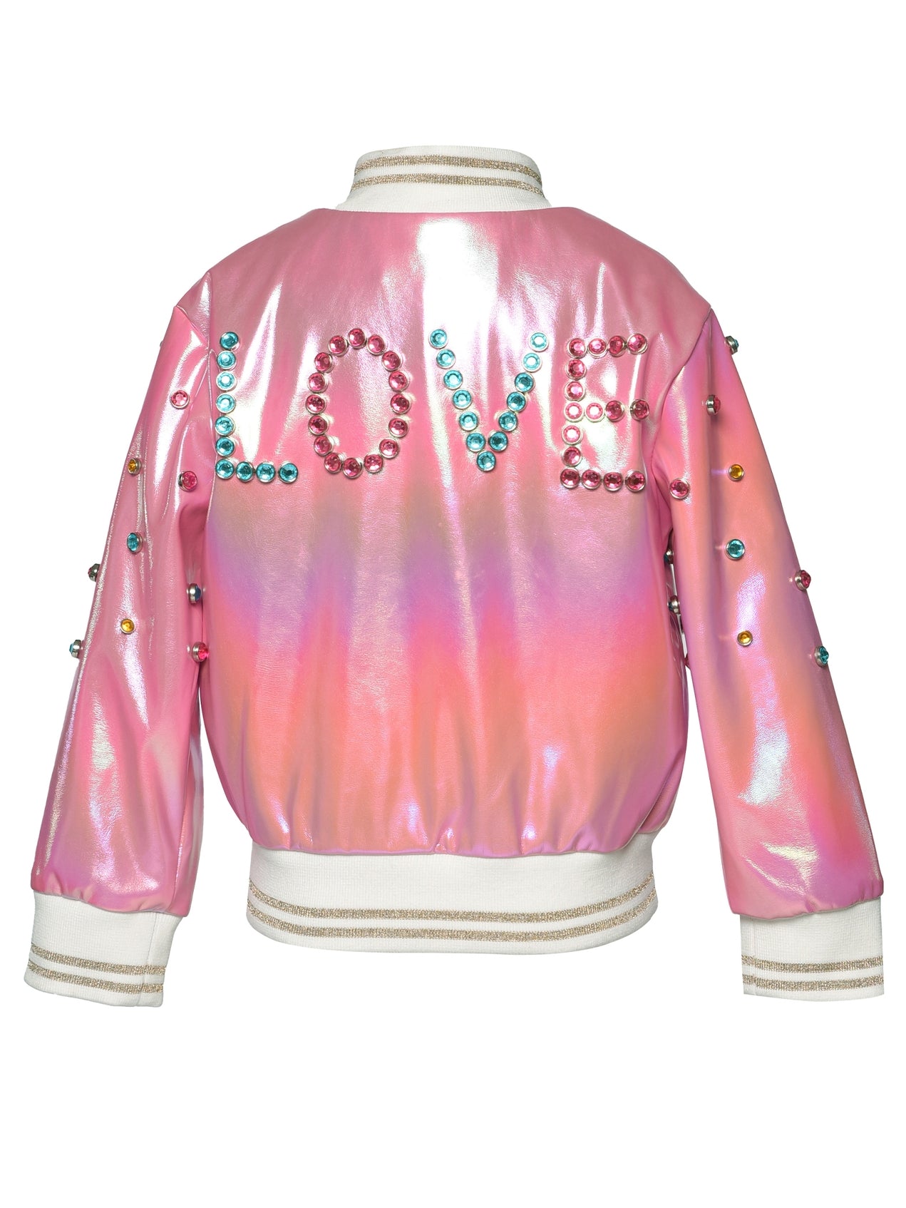 Toddler l Little l Big Girl’s Iridescent Rhinestone Bomber Jacket