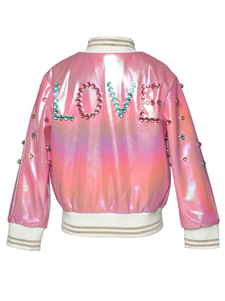 Toddler l Little l Big Girl’s Iridescent Rhinestone Bomber Jacket