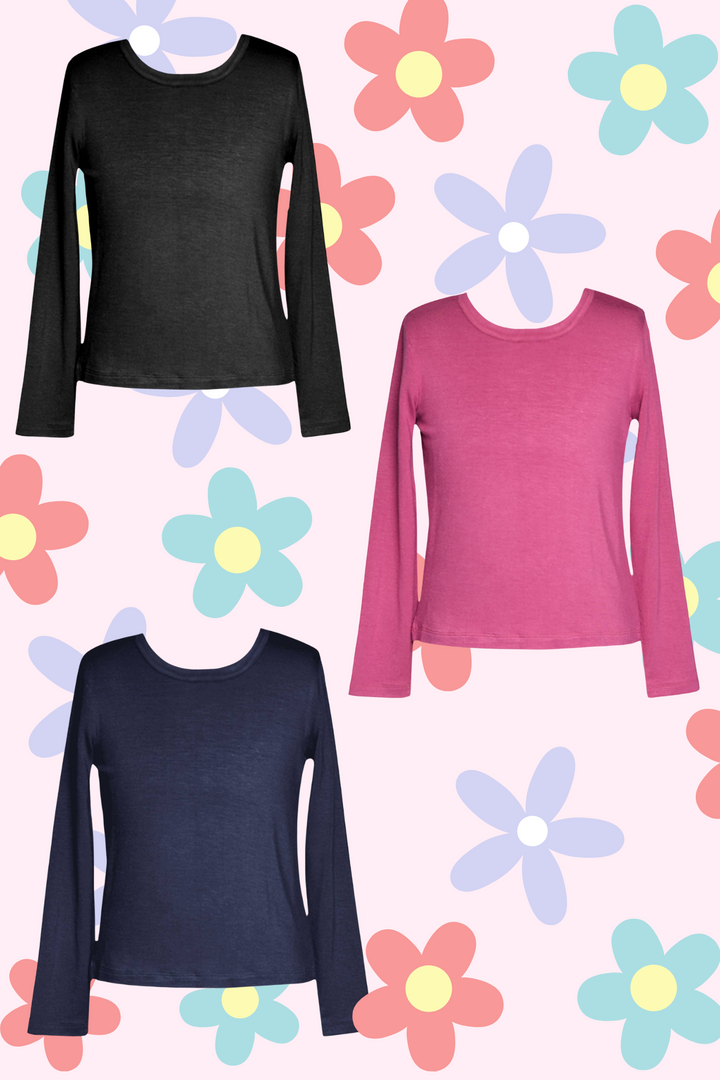 Little l Big l Tween Girls Basic Layering Long Sleeve Tee