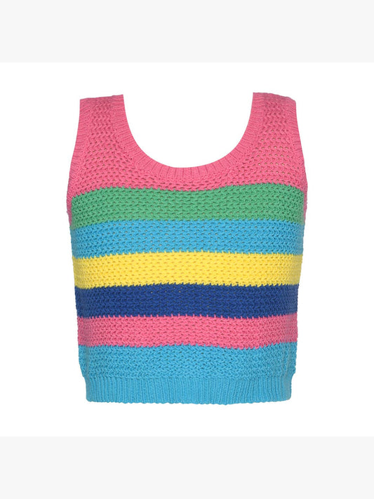Little l Big l Tween Girl’s Colorblock Stripe Crochet Tank Top