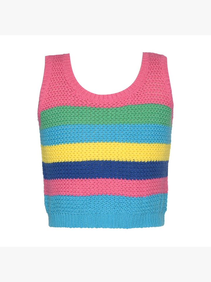 Little l Big l Tween Girl’s Colorblock Stripe Crochet Tank Top