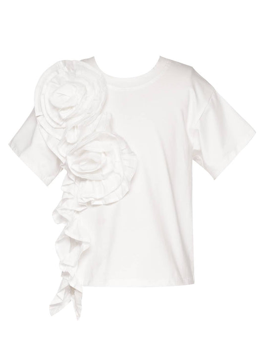 Little l Big l Tween Girls Ruffle Rosette Statement T-Shirt