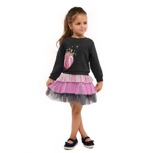 Toddler l Little Girls Pumpkin Twofer Mesh Tutu Dress