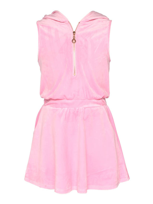 Little l Big l Tween Girl’s Sleeveless Velour Half Zip Dress