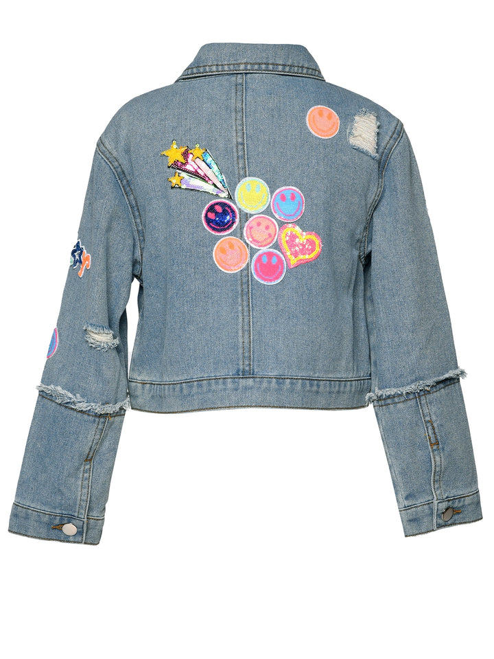 Little l Big l Tween Girl’s Vintage Patch Denim Jean Jacket