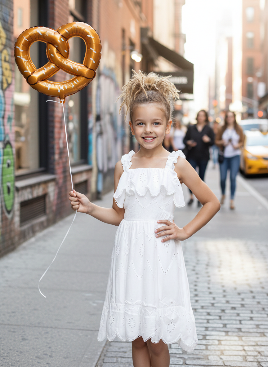 EYELET SCALLOP HEM DRESS
