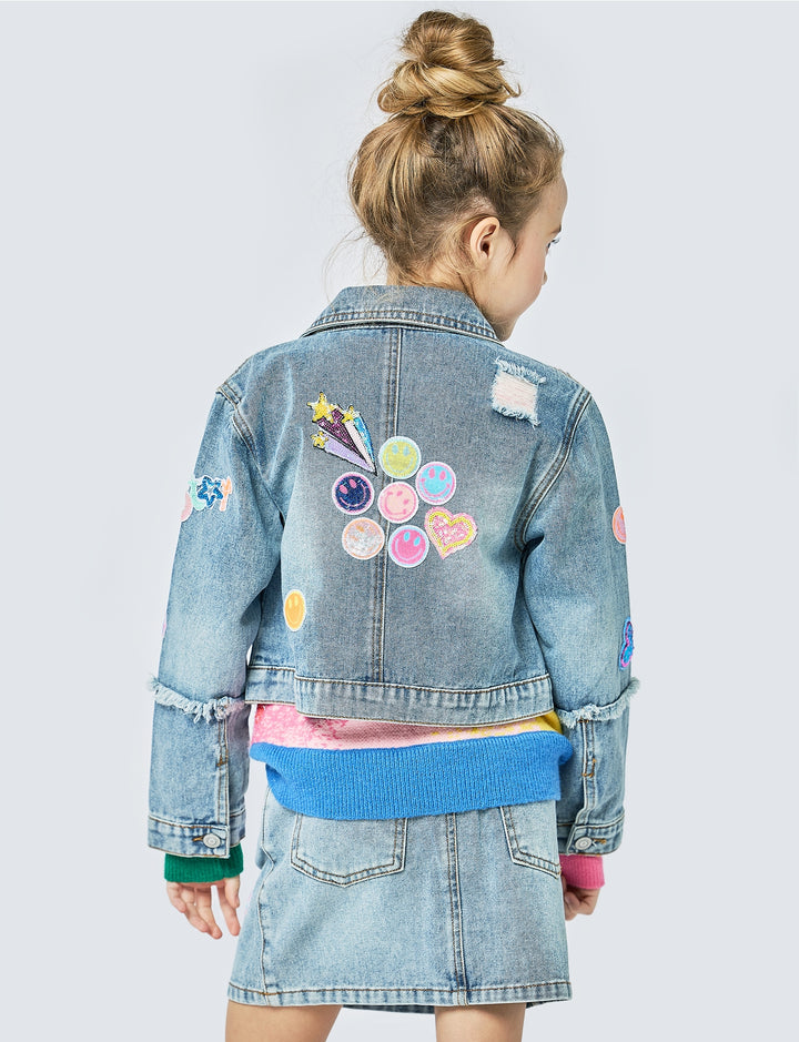 Little l Big l Tween Girl’s Vintage Patch Denim Jean Jacket