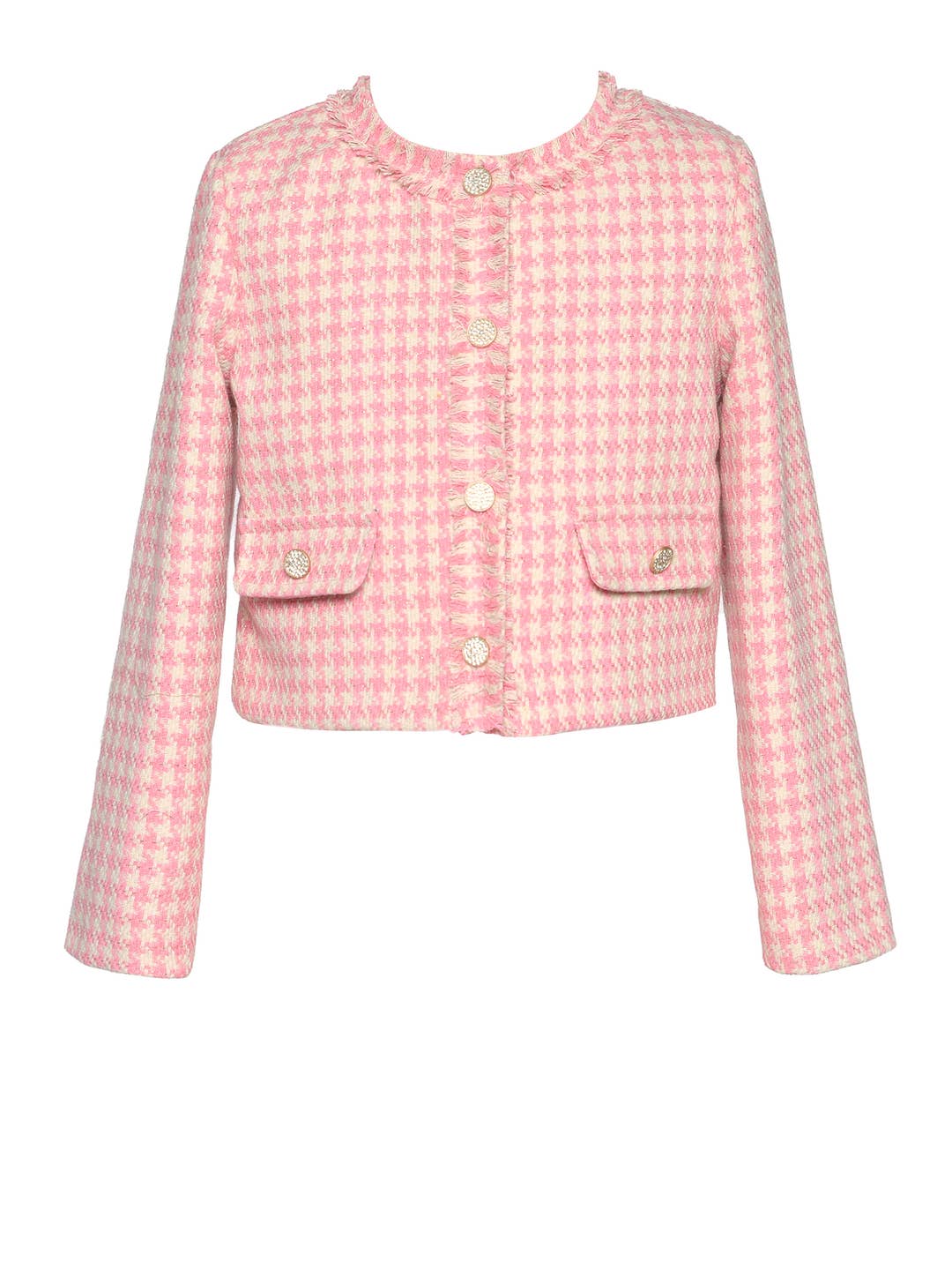 Little l Big l Tween Girl’s Frayed Houndstooth Jacket