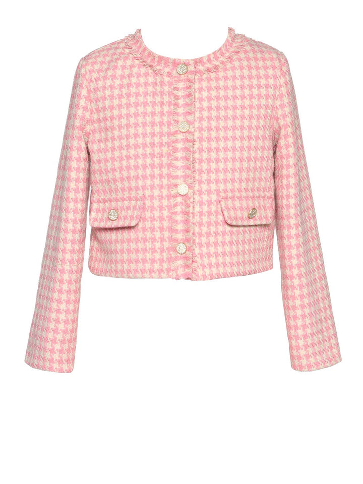 Little l Big l Tween Girl’s Frayed Houndstooth Jacket
