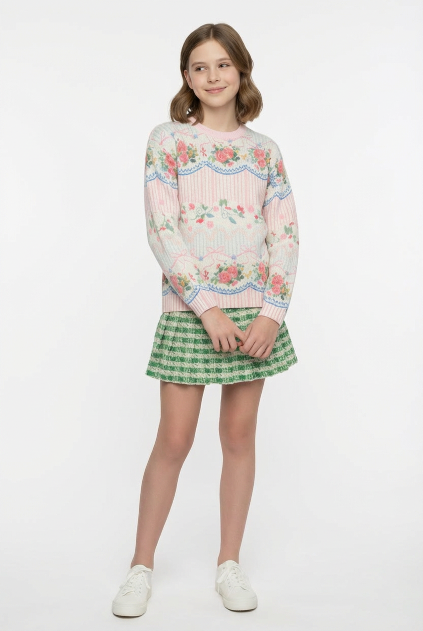 HOUNDSTOOTH PLEATED SKORT