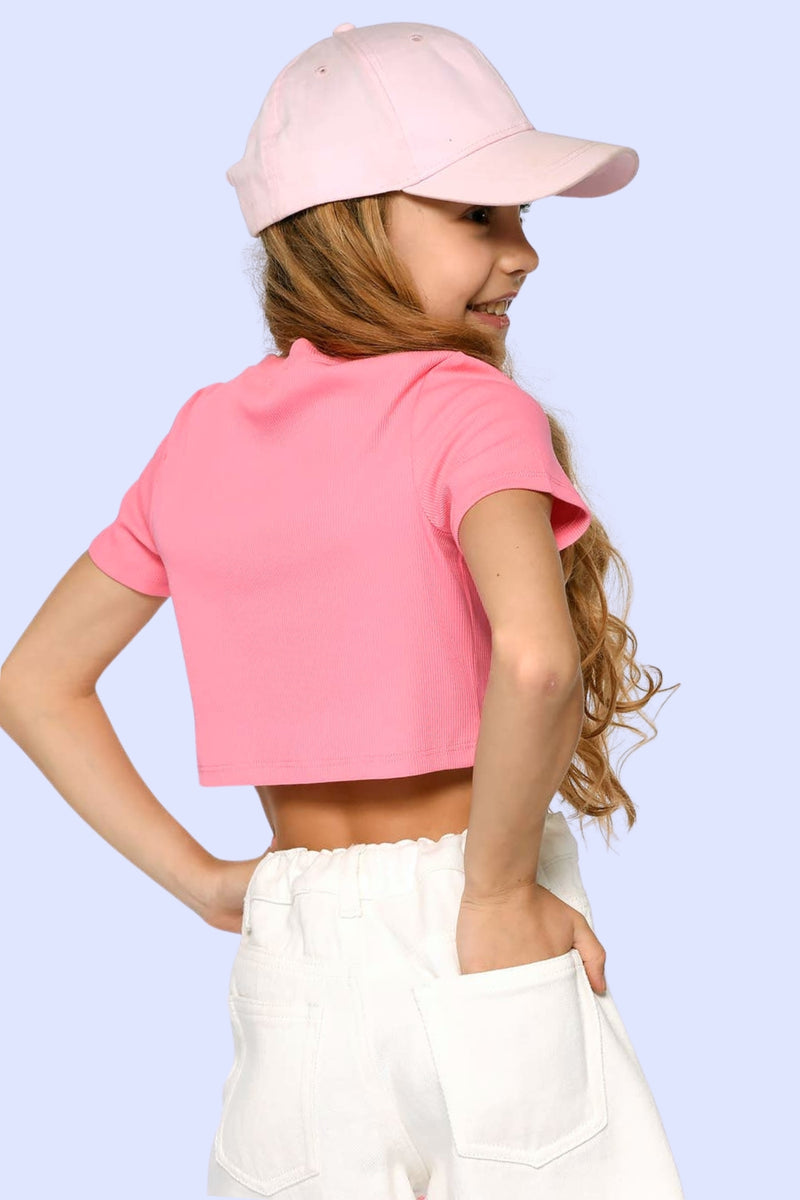 Little Girl’s Tween Round Neckline Semi Crop